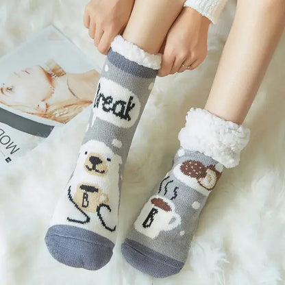 Plush Winter Christmas Socks With Cute Designs