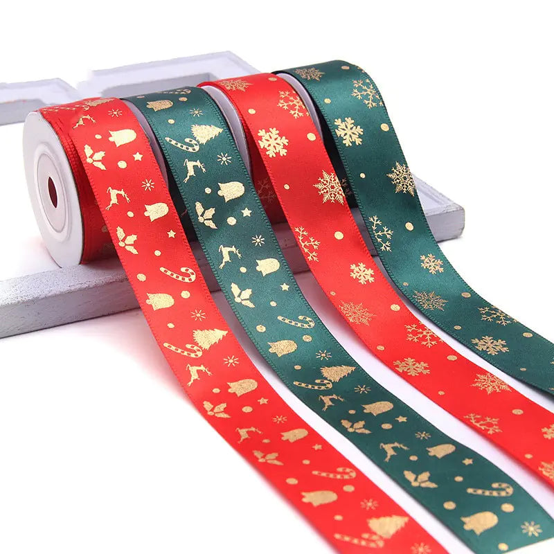 Ribbon Printed Christmas Design Decoration Gift Packing