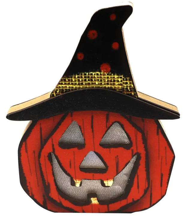 Halloween Creative Wooden Pumpkin Lamp Halloween Decorations