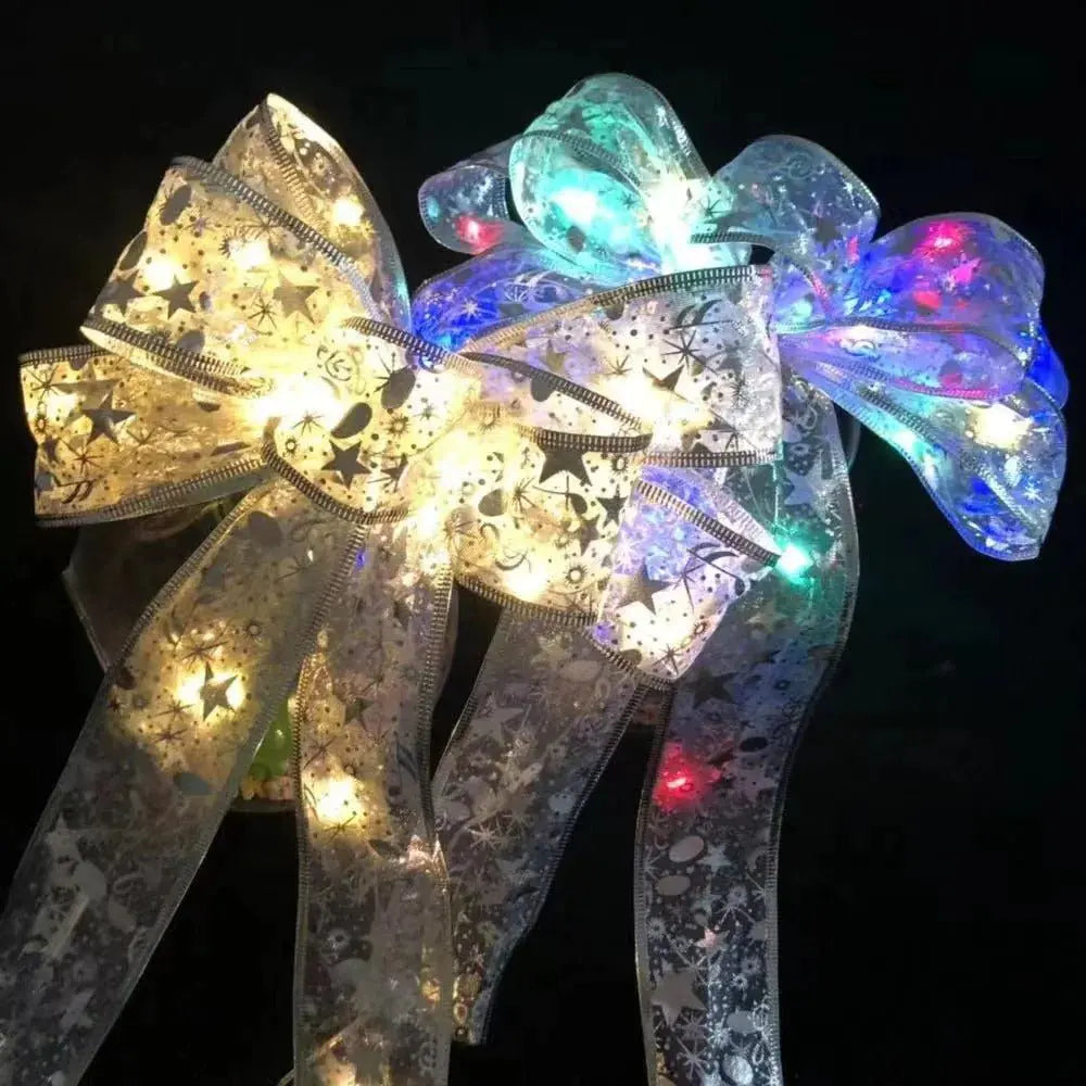 Large Printed Light Up Christmas Bow