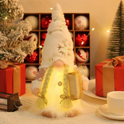 Weihnachtspuppe Elf Pailletten Gnome mit LED-Licht