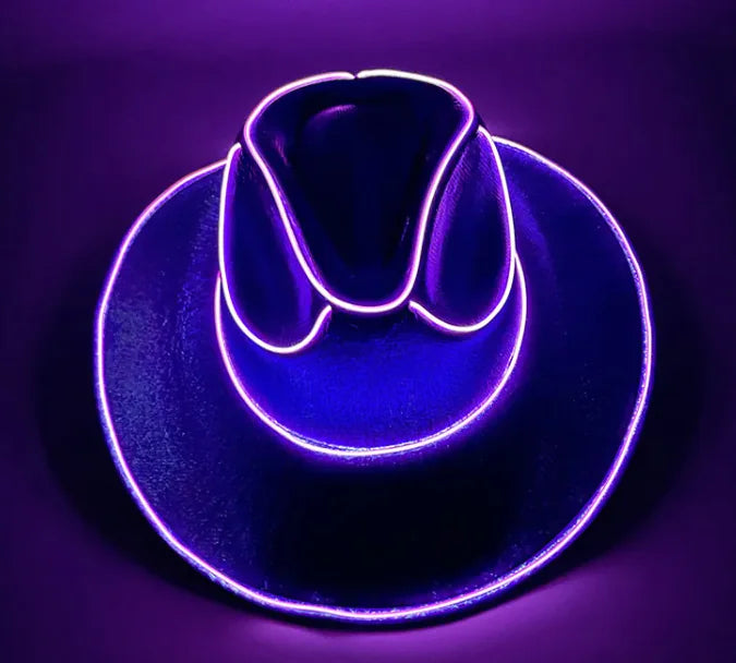 Halloween Carnival Party LED Wireless Fluorescent Colorful Cowboy Flashing Hat