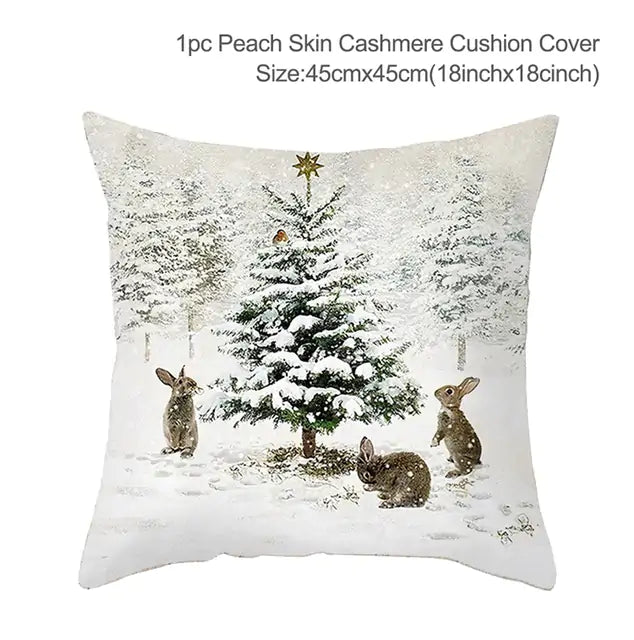 Christmas Elk Tree Cushion Cover