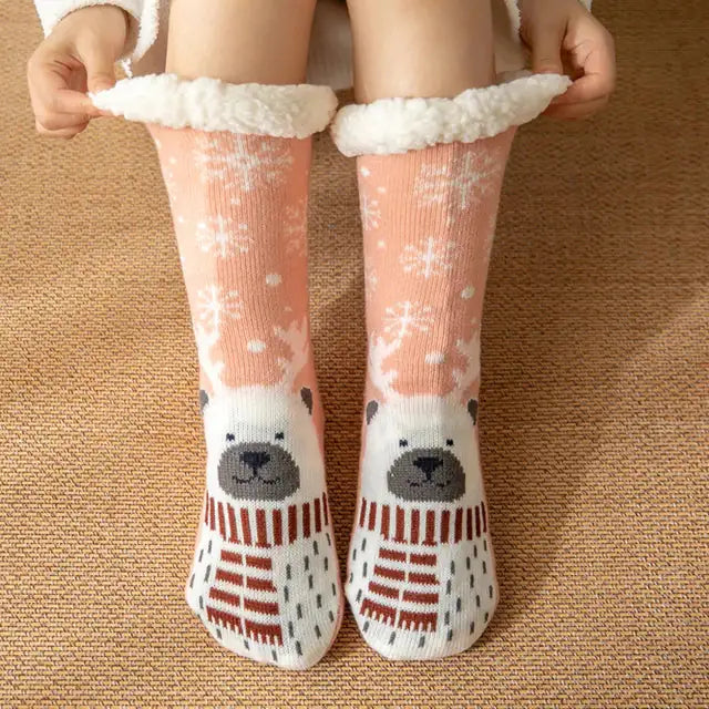 Plush Winter Christmas Socks With Cute Designs