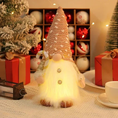 Weihnachtspuppe Elf Pailletten Gnome mit LED-Licht