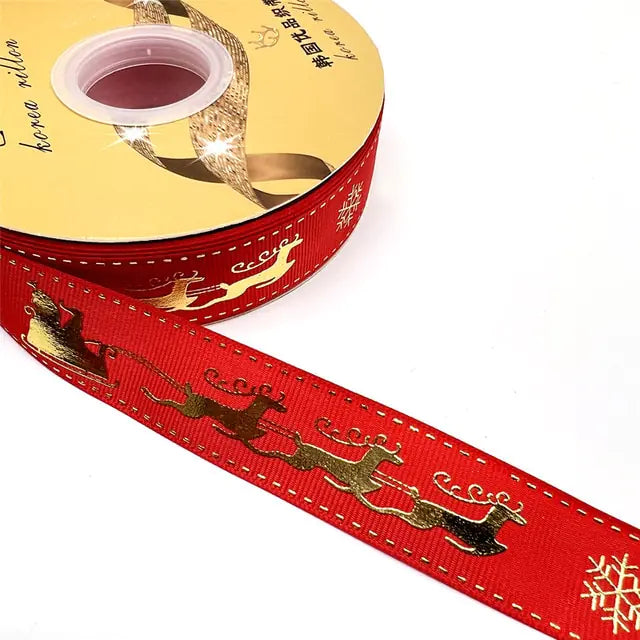 Ribbon Printed Christmas Design Decoration Gift Packing