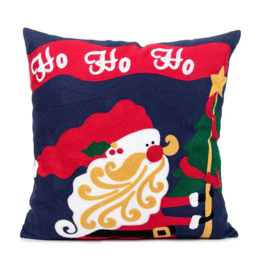 Embroidered Christmas Pillow Cover