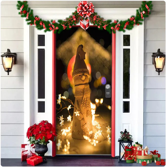 Christmas Forest Background Fabric Door Hanging for Christmas Party Decoration