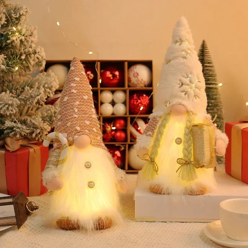 Weihnachtspuppe Elf Pailletten Gnome mit LED-Licht