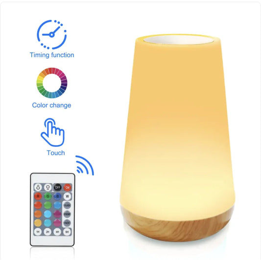 Graffiti Wood Grain Touch Night Lamp with 7-Color Ambient Light