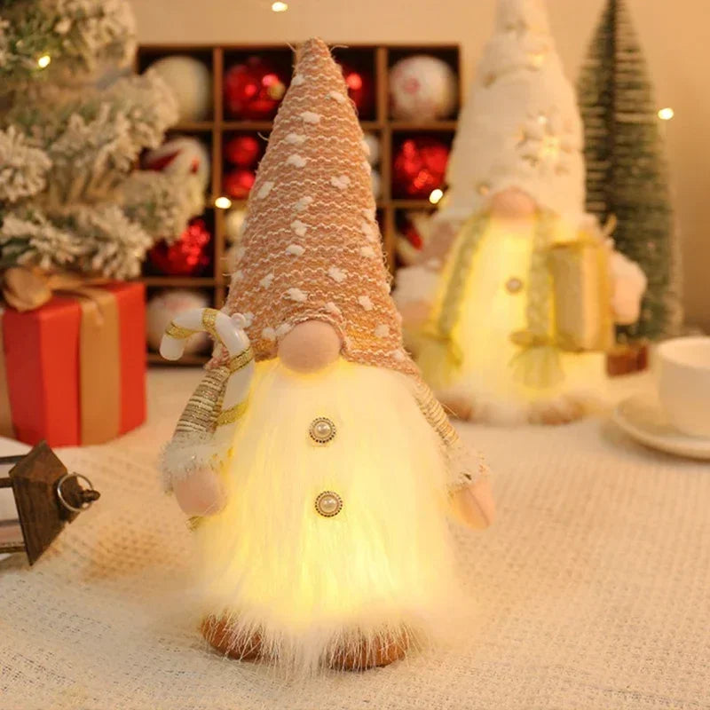 Weihnachtspuppe Elf Pailletten Gnome mit LED-Licht