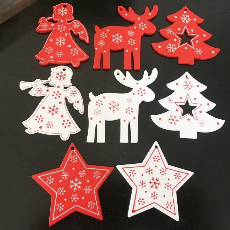 New Year and Christmas Wood Ornaments